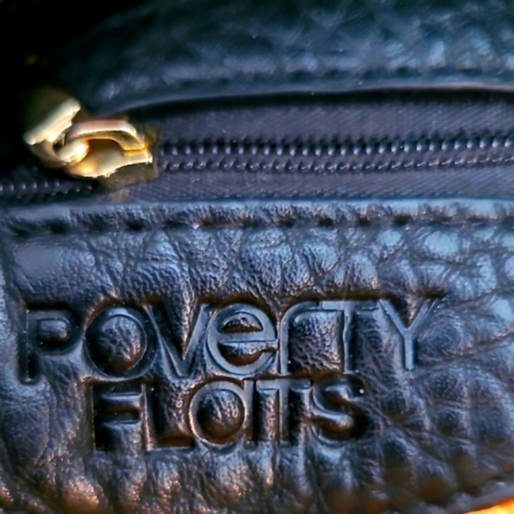 Poverty Flats -Black With Gold Hardware Crossbody Bag with Adjustable Strap - Picture 6 of 8